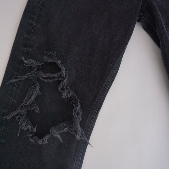 Agolde 90's Black Distressed 100% Cotton Button Fly Straight Leg Jean 26 - Picture 5 of 16